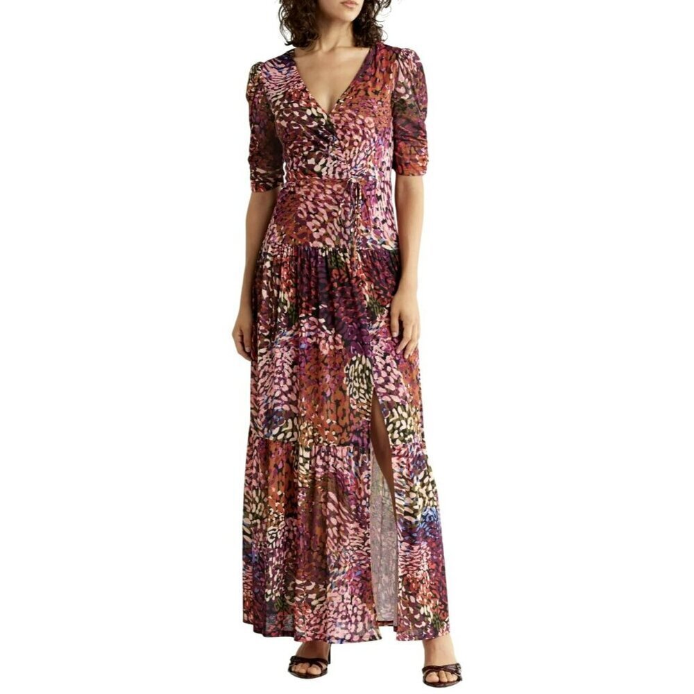 New Vince Camuto Floral Maxi Dress Sz 8 Shirred Multicolor